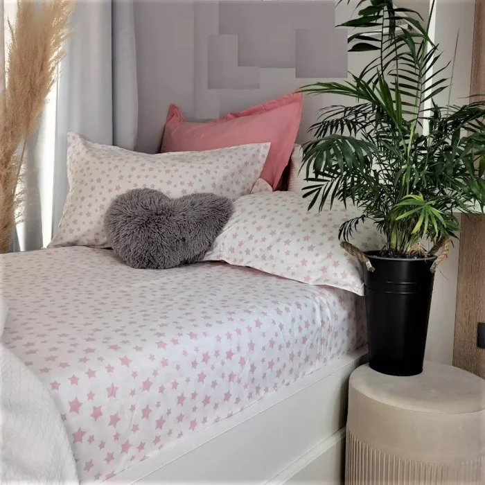 Pachet cearsaf de pat 220x240 cm + 2 fete de perna 50x70 cm Best Cotton Deco 45 - Ranforce color, 100% bumbac - imagine 2