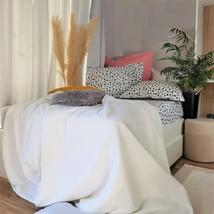 Pachet cearsaf de pat 220x240 cm + 2 fete de perna 50x70 cm Best Cotton Deco 44 - Ranforce color, 100% bumbac - imagine 2