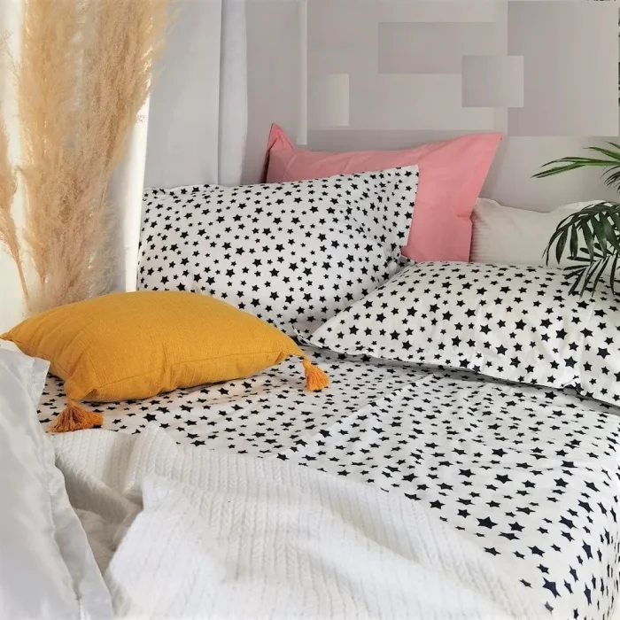 Pachet cearsaf de pat 220x240 cm + 2 fete de perna 50x70 cm Best Cotton Deco 44 - Ranforce color, 100% bumbac - imagine 3