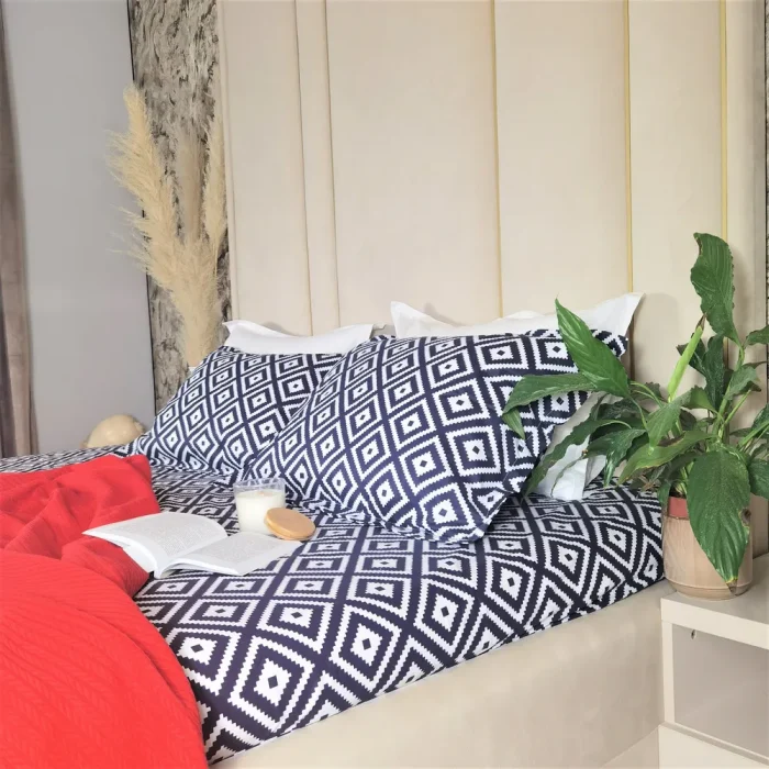 Pachet cearsaf de pat 220x240 cm + 2 fete de perna 50x70 cm Best Cotton Deco 49 - Ranforce color, 100% bumbac - imagine 7