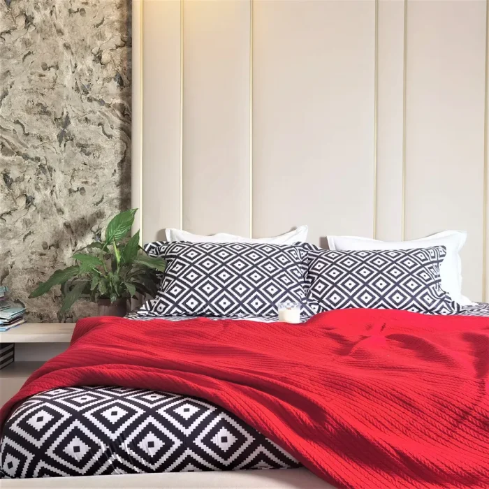 Pachet cearsaf de pat 220x240 cm + 2 fete de perna 50x70 cm Best Cotton Deco 49 - Ranforce color, 100% bumbac - imagine 3