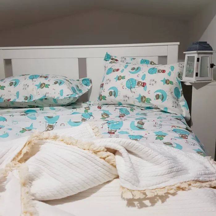 Pachet cearsaf de pat 220x240 cm + 2 fete de perna 50x70 cm Best Cotton Deco 61 - Ranforce color, 100% bumbac - imagine 3