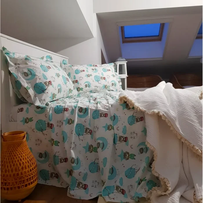 Pachet cearsaf de pat 220x240 cm + 2 fete de perna 50x70 cm Best Cotton Deco 61 - Ranforce color, 100% bumbac - imagine 4