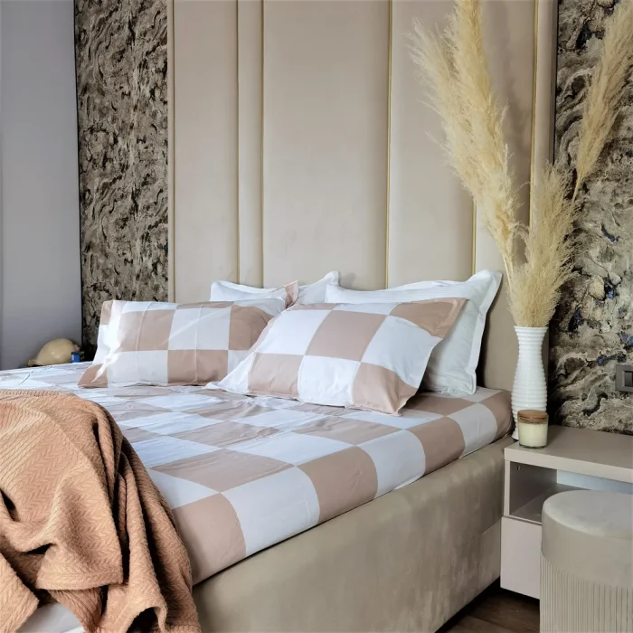 Pachet cearsaf de pat 220x240 cm + 2 fete de perna 50x70 cm Best Cotton Deco 48 - Ranforce color, 100% bumbac - imagine 7