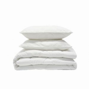 engros-set pilota matlasata microfibra puf siliconizat cu 2 perne matlasate alb hotel