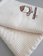 Set 2 prosoape bucatarie Best Cotton - model fagure, ivoire, 100% Bumbac, 40x60 cm, cu broderie - imagine 3