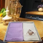 Set 2 prosoape bucatarie Best Cotton - model fagure, lila, 100% Bumbac, 40x60 cm, cu broderie - imagine 3