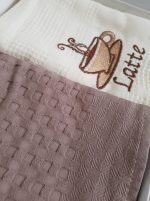 Set 2 prosoape bucatarie Best Cotton - model fagure, ciocolata, 100% Bumbac, 40x60 cm, cu broderie - imagine 3