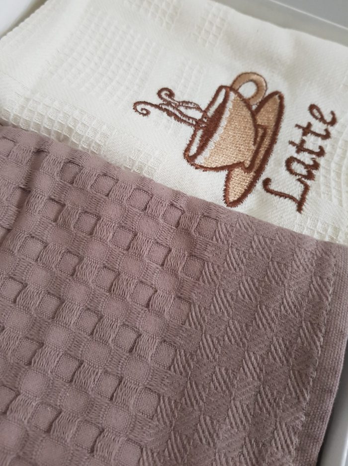 Set 2 prosoape bucatarie Best Cotton - model fagure, ciocolata, 100% Bumbac, 40x60 cm, cu broderie - imagine 3