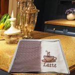 Set 2 prosoape bucatarie Best Cotton - model fagure, ciocolata, 100% Bumbac, 40x60 cm, cu broderie - imagine 2