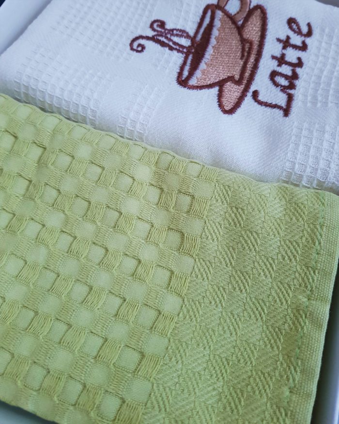 Set 2 prosoape bucatarie Best Cotton - model fagure, fistic 1, 100% Bumbac, 40x60 cm, cu broderie - imagine 3