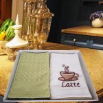 Set 2 prosoape bucatarie Best Cotton - model fagure, fistic 1, 100% Bumbac, 40x60 cm, cu broderie