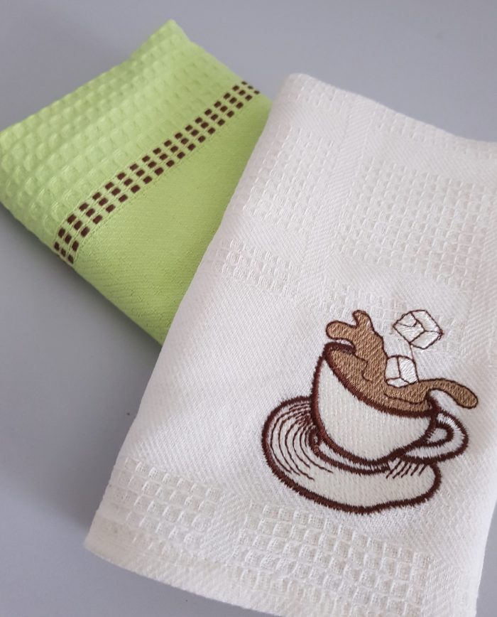 Set 2 prosoape bucatarie Best Cotton - model fagure, fistic 2, 100% Bumbac, 40x60 cm, cu broderie - imagine 2