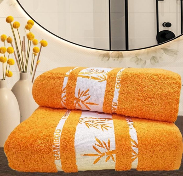Set 2 prosoape baie Best Cotton - Bambus orange, 100% bambus, 50x90 cm si 70x140 cm - imagine 2