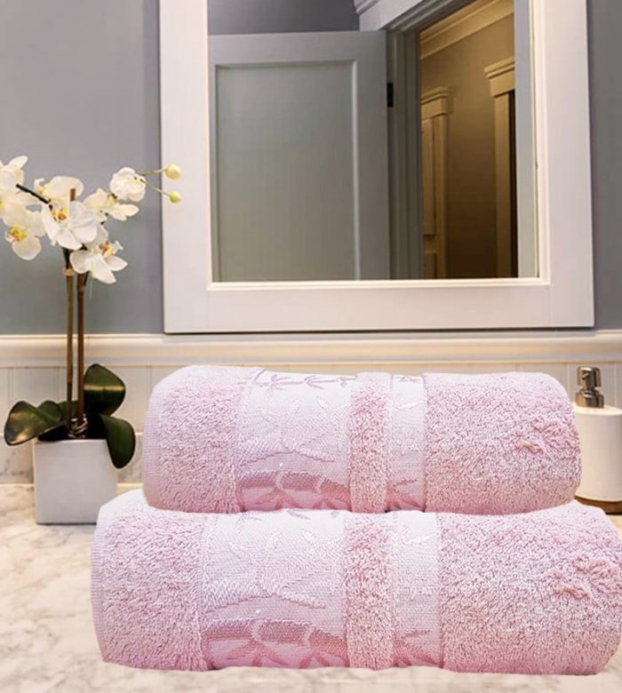 Set 2 prosoape baie Best Cotton - Bambus roz pudra, 100% bambus, 50x90 cm si 70x140 cm - imagine 4