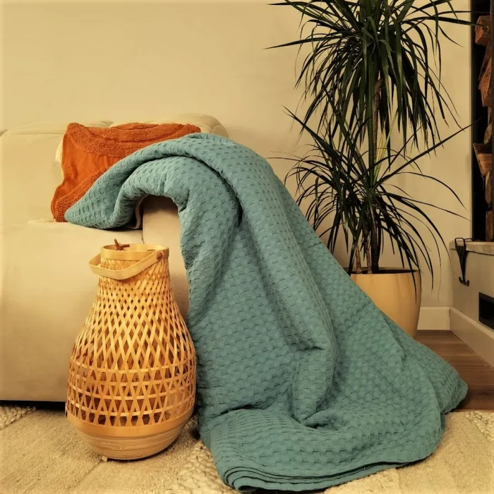 Cuvertura de pat Pique 220x240cm , bumbac 100% - Aquamarine - imagine 3