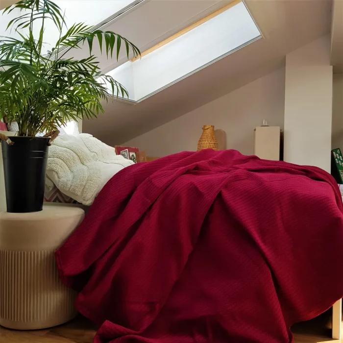 Cuvertura de pat Pique 220x240cm , bumbac 100% - Bordo - imagine 2