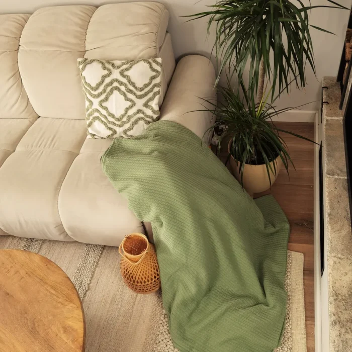 Cuvertura de pat Pique 220x240cm , bumbac 100% - Verde Menta - imagine 3