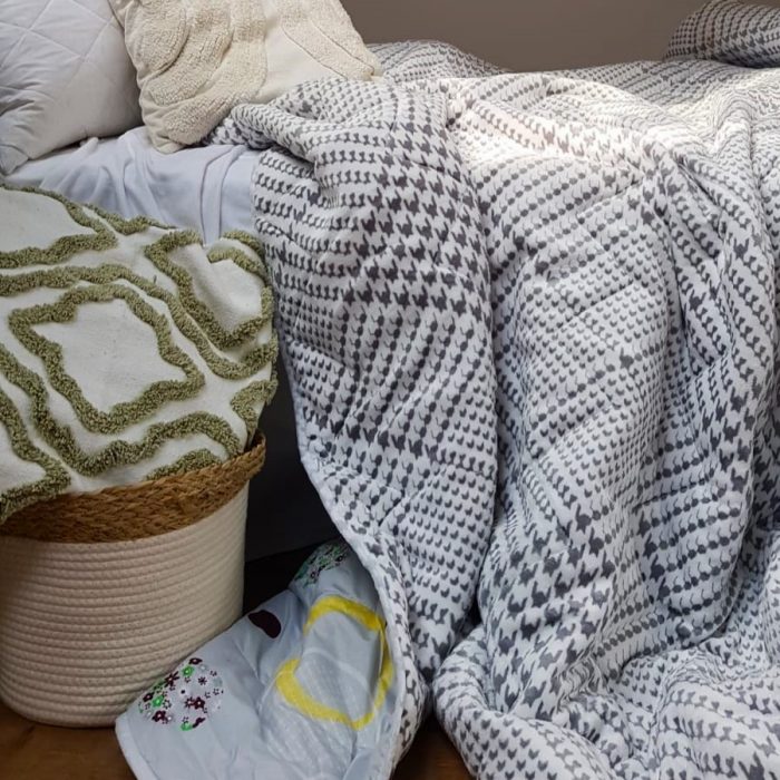 Pilota de vara, matlasata - Fleece, cu 2 fete, 150 g/mp, umplutura fibre naturale, Geometric - imagine 4