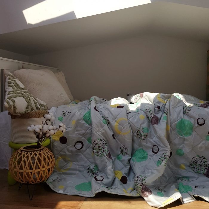 Pilota de vara, matlasata - cu 2 fete, 150 gr/mp, imprimata, umplutura puf siliconizat, Geometric - imagine 3