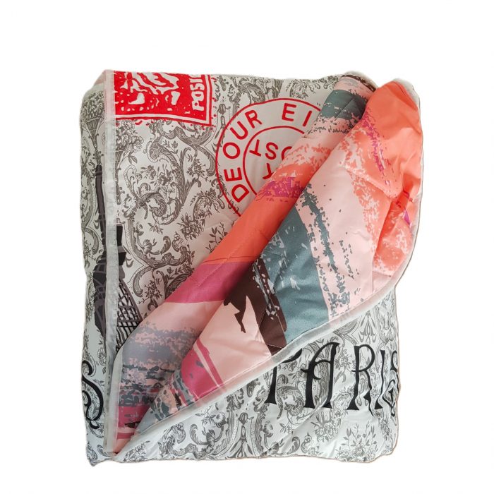 Pilota de vara, matlasata - cu 2 fete, 150 gr/mp, imprimata, umplutura puf siliconizat, Paris - imagine 4