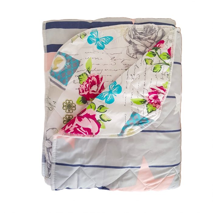 Pilota de vara, matlasata - cu 2 fete, 150 gr/mp, imprimata, umplutura puf siliconizat, Stars - imagine 5