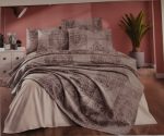 Set pentru pat dublu cu cuvertura tesuta, bumbac 100%, 200x230 cm - Lady grey