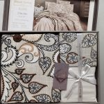 Set pentru pat dublu cu cuvertura tesuta, bumbac 100%, 200x230 cm - Blume cappuccino - imagine 3
