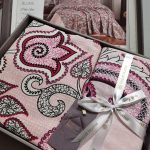Set pentru pat dublu cu cuvertura tesuta, bumbac 100%, 200x230 cm - Blume pink - imagine 2