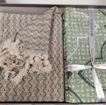 Set pentru pat XXL cu cuvertura tesuta, bumbac 100%, 200x240 cm - Fiona haki - imagine 2