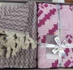 Set pentru pat XXL cu cuvertura tesuta, bumbac 100%, 200x240 cm - Aztec purple - imagine 2