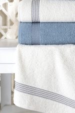 Set 4 prosoape baie , bumbac 100% FAMILY -2 bucati 50x90cm , 2 bucati 70x140cm -Yvoire + Blue - imagine 2