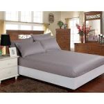 Cearceaf pat cu elastic 160x200+20 cm, damasc saten color dungi inguste 1 cm, 100% bumbac, gri - imagine 5