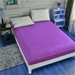 Cearceaf pat cu elastic Damasc - dungi inguste -180x200 cm -Lila