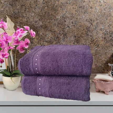 engros-Set 2 prosoape baie dimensiunea 70x140cm Bathroom Home Colection – Purple