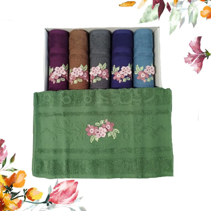 engros-Set 6 prosoape 50x90cm cu broderie bumbac 100 Bavaro Home Colection 014