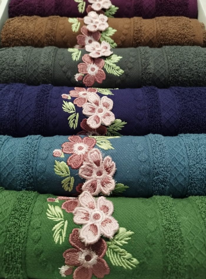 Set 6 prosoape 50x90cm ,cu broderie, bumbac 100% , Bavaro Home Colection 014 - imagine 3