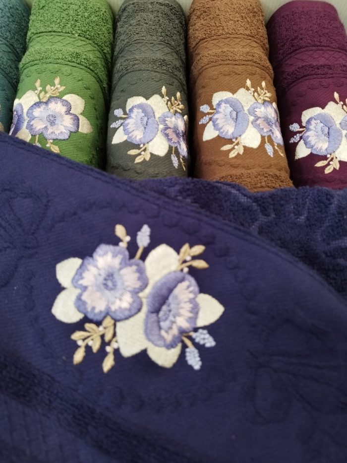 Set 6 prosoape 50x90cm ,cu broderie, bumbac 100% , Bavaro Home Colection 016 - imagine 2