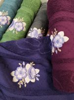 Set 6 prosoape 50x90cm ,cu broderie, bumbac 100% , Bavaro Home Colection 016 - imagine 5