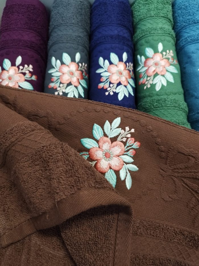 Set 6 prosoape 50x90cm ,cu broderie, bumbac 100% , Bavaro Home Colection 023 - imagine 3