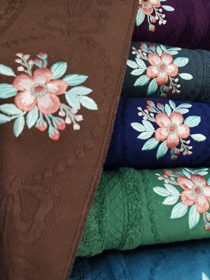 Set 6 prosoape 50x90cm ,cu broderie, bumbac 100% , Bavaro Home Colection 023 - imagine 2