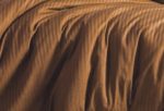 Cearceaf de pat 220x240 cm, damasc saten color dungi inguste 1 cm, 100% bumbac, chocolate