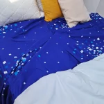 Cearceaf de pat Olandina 150x220 cm, 100% bumbac, decor geometric, albastru - imagine 2