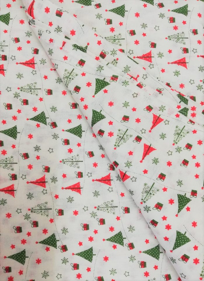 Cearceaf de pat , bumbac 100%, figurine brazi de Craciun, 220x240cm - imagine 2