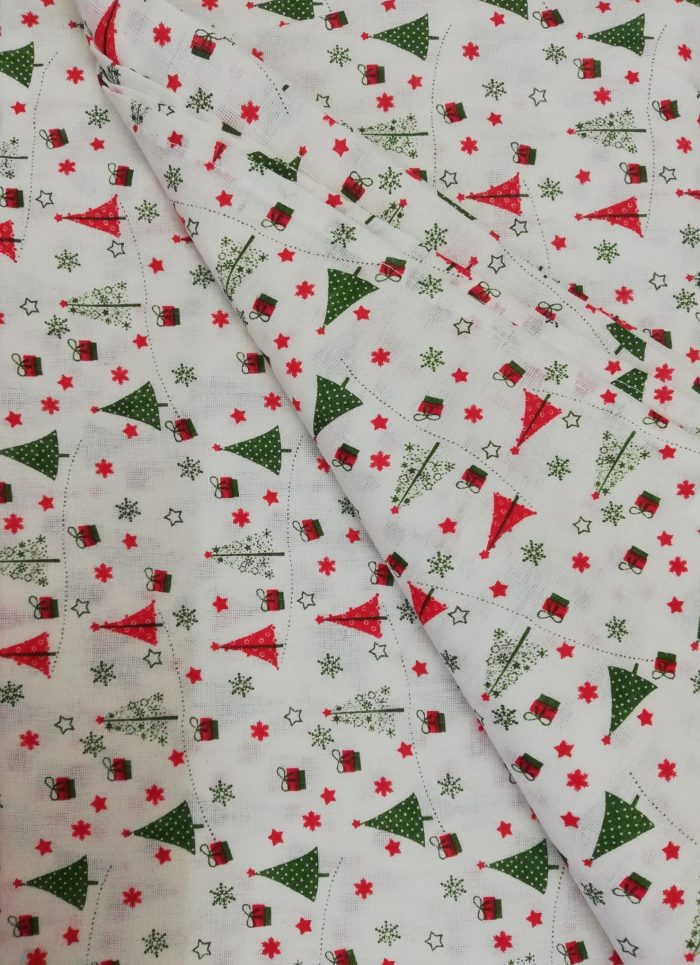 Cearceaf de pat , bumbac 100%, figurine brazi de Craciun, 220x240cm - imagine 3