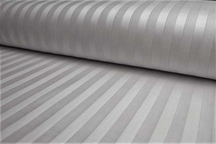 Cearceaf de pat 220x240 cm, damasc saten color dungi inguste 1 cm, 100% bumbac, chocolate - imagine 3