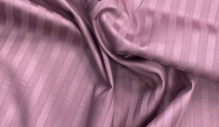 Cearceaf pat cu elastic Damasc - dungi inguste -180x200 cm -Lila - imagine 2