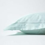 Cearceaf de pat 240x260 cm, damasc saten color dungi inguste 1 cm, 100% bumbac, fistic - imagine 3