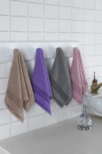 Set 4 prosoape baie  50x90cm , bumbac 100% ESSENCE - MIXT -Sylver Grey -E10 - imagine 2