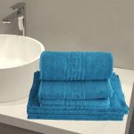 Pachet 6 Prosoape baie,  Greek Border 50x90 cm, 100% bumbac - Turquoise - imagine 2